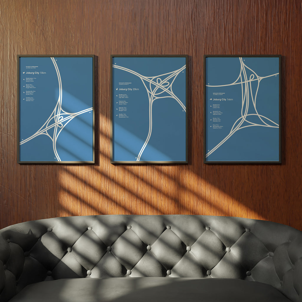 Interchange Posters | set of three | blue