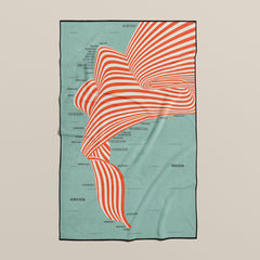 BeachMapTowel | orange stripes